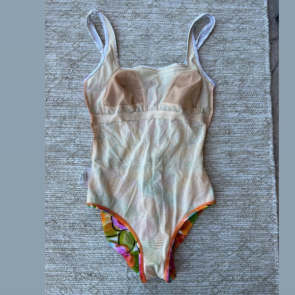 Vintage Gottex One Piece Floral Geometric Swimming Suit Size 10 - Picture 3 of 11